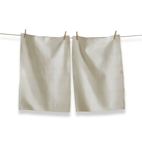 Close up Tag Classic Cream Basketweave Dishtowel Set