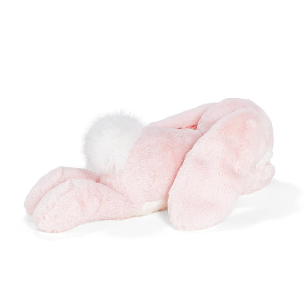 Back view Blossom Bunny stuffed animal with white cottontail