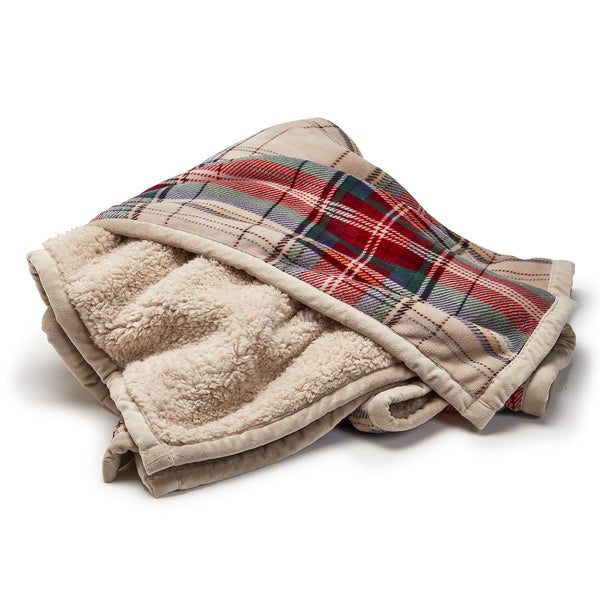 Folded view Two's Company Soft Tartan & Sherpa Throw Blanket