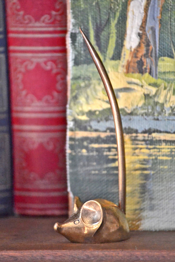 Vintage Brass Mouse Note Holder
