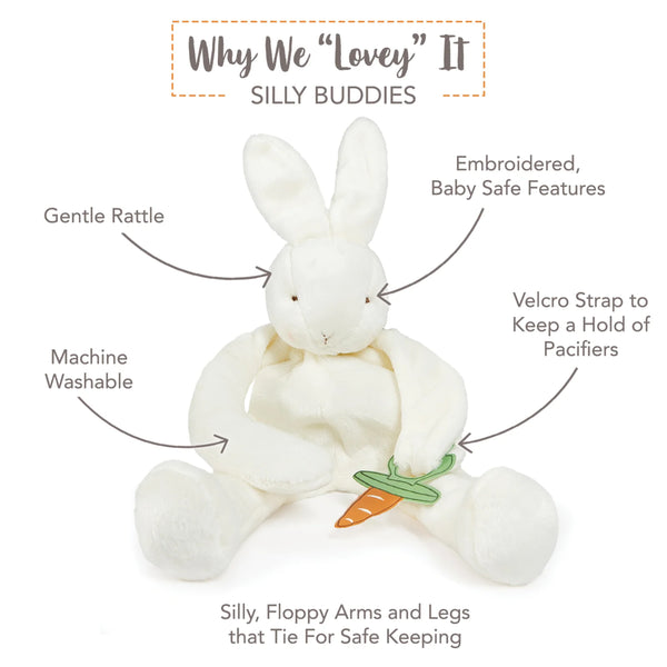 Velveteen Bun Bun Bunny Pacifier Holder with Details