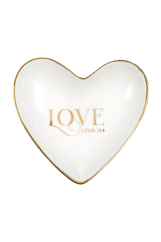 Love Ceramic Heart Dish with 1 Cor. 13:4