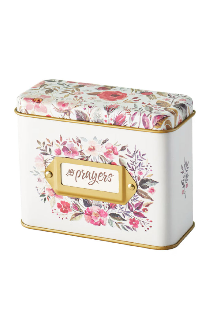 Floral My Prayers Prayer Card Tin