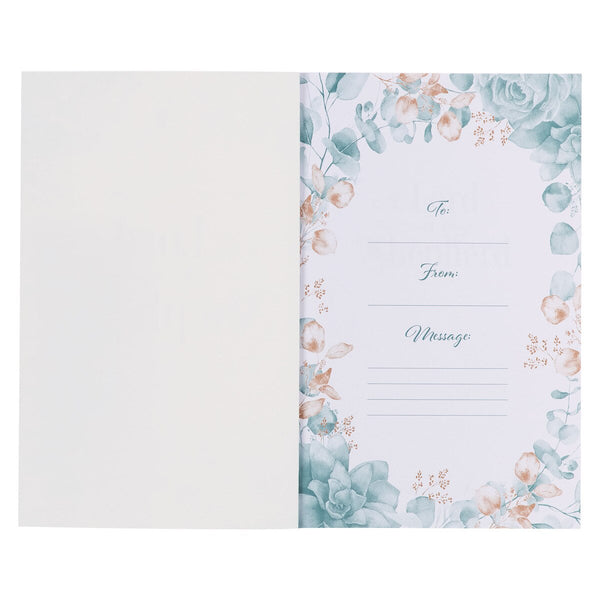 Presentation page with teal & gold florals