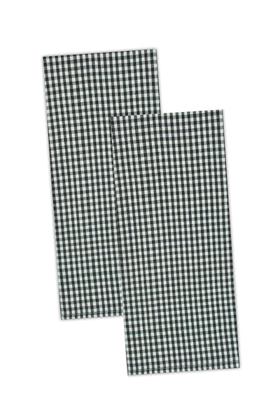 DII Cotton Black Chef Check Dishtowel Set