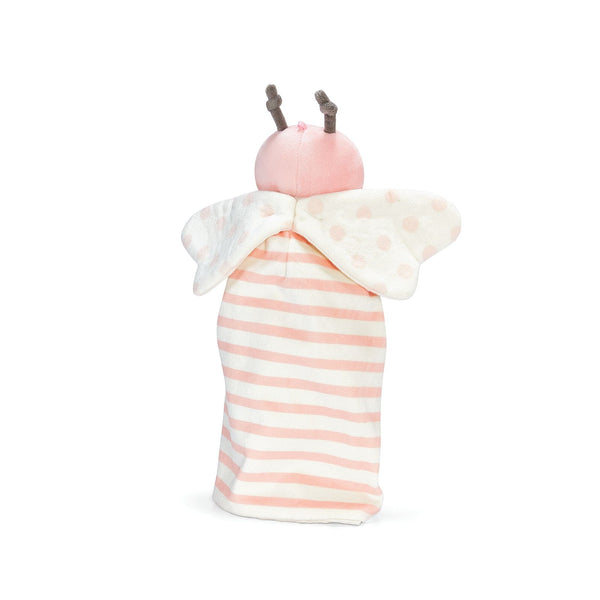 Back view Pink Striped Butterfly Baby Security Blanket