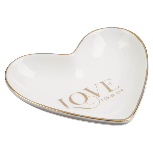 Angle view Love Ceramic Heart Trinket Dish