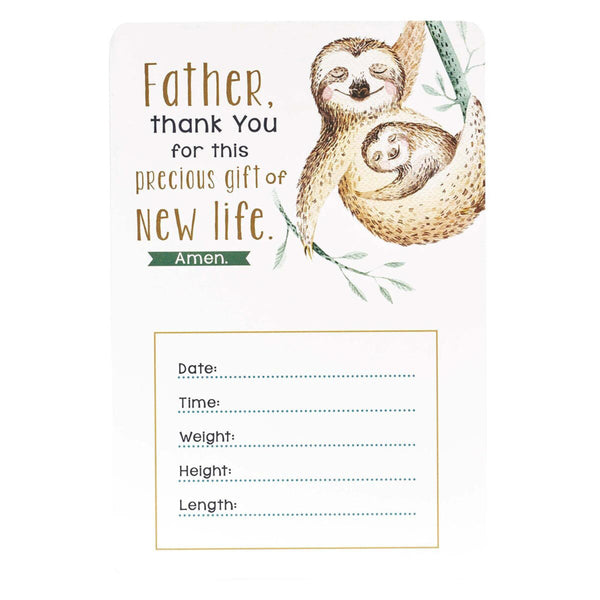 Milestone Baby Keepsake Card With Sloths