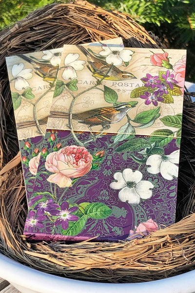 Punch Studio Purple Birds & Blooms Notepad