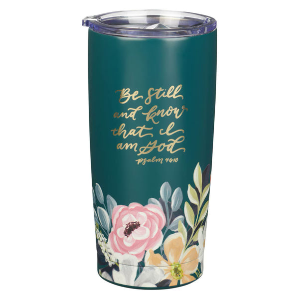Psalm 46:10 Teal Steel Travel Tumbler