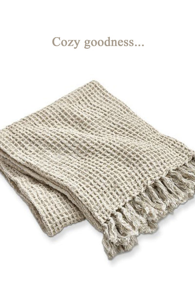 Tag Ltd Beige Chambray Throw Blanket