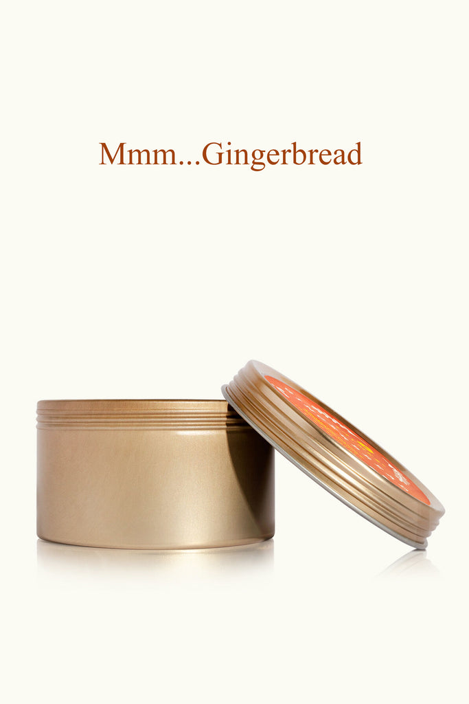 Thymes Gingerbread Travel Candle in Gold Tin for Fall & Cozy Christmas