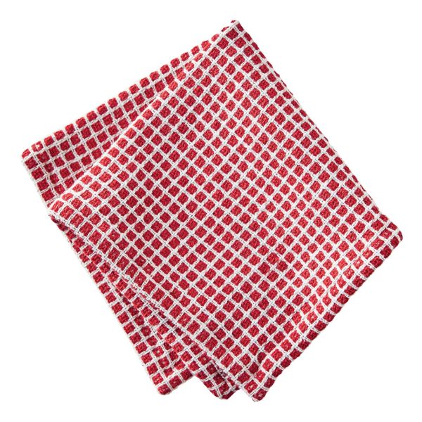 Close Up Red & White Textured Check Dishcloth for the Holidays