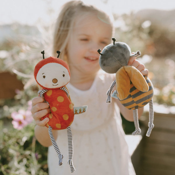 Bunnies by the Bay's Girlbug the Ladybug & Buzzbee the Bee Stuffed Animal Rattle Toys with Child