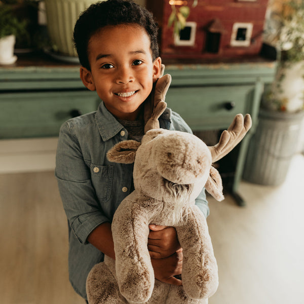 Li'l Kiddo with Great Big Bruce the Moose Camp Cricket Stuffed Animal
