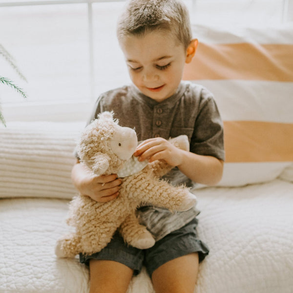 Shep the Sheep Stuffed animal with little boy