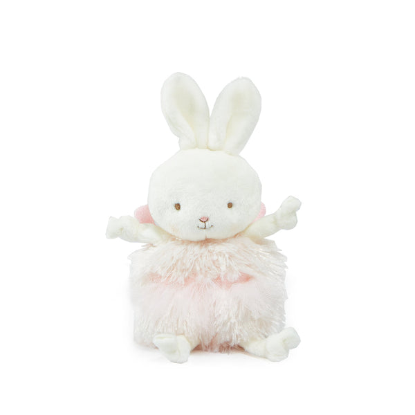 Close up view of Sugar Plum Fairy Roly Poly Pom Pom Bunny Stuffed Animal