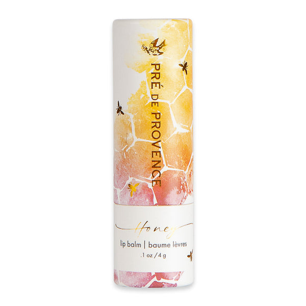 Pre de Provence Honey Lip Balm w/ label featuring honeycomb & bees