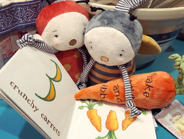 Girlbug, Buzzbee, and Carrot Rattles With Book