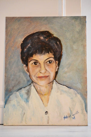 Original Vintage Mid-Century Painting of a Woman