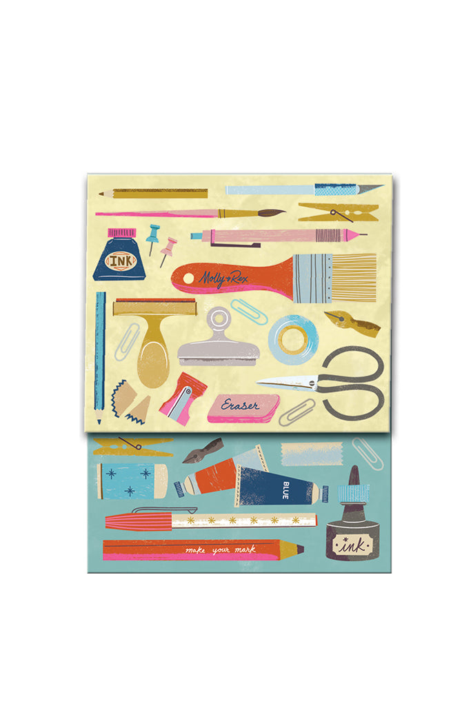 Punch Studio Kennedy Blue "Art Tools" Pocket Notepad