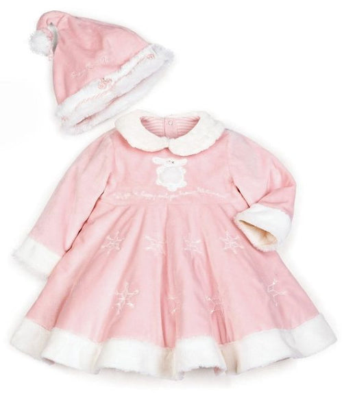 Bunnies by the Bay Pink Winter Baby Bunny Dress & Hat