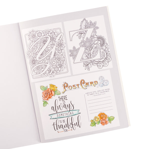 Letters to Live By ~ A-Z Monograms, Proverbs Coloring Book ~ Postcard View