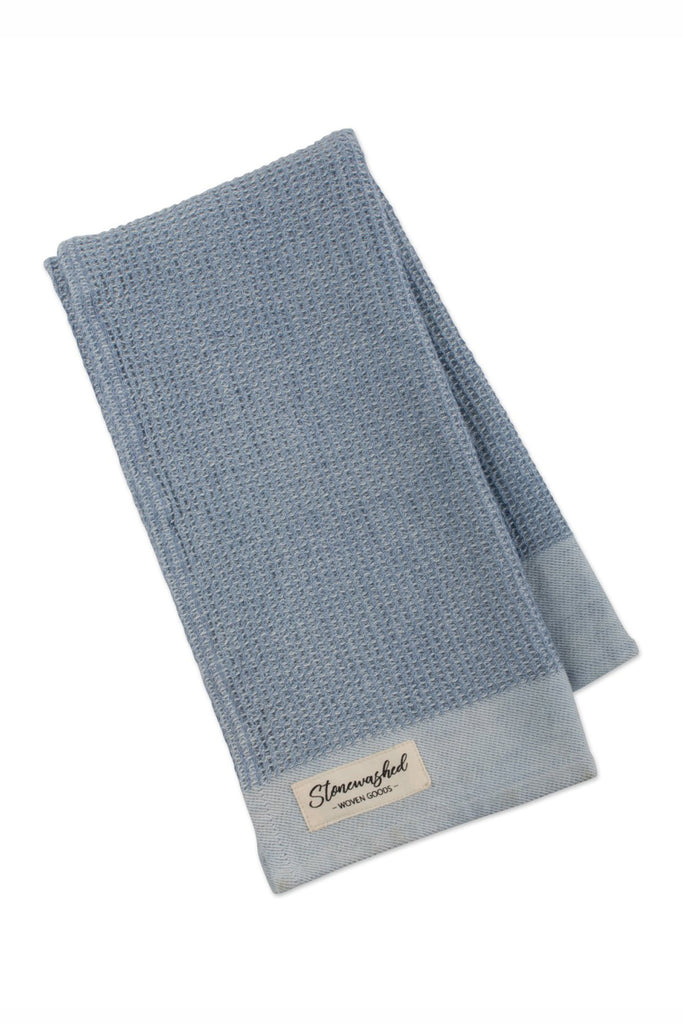 DII Storm Light Blue Stonewashed Waffle Dish Towel
