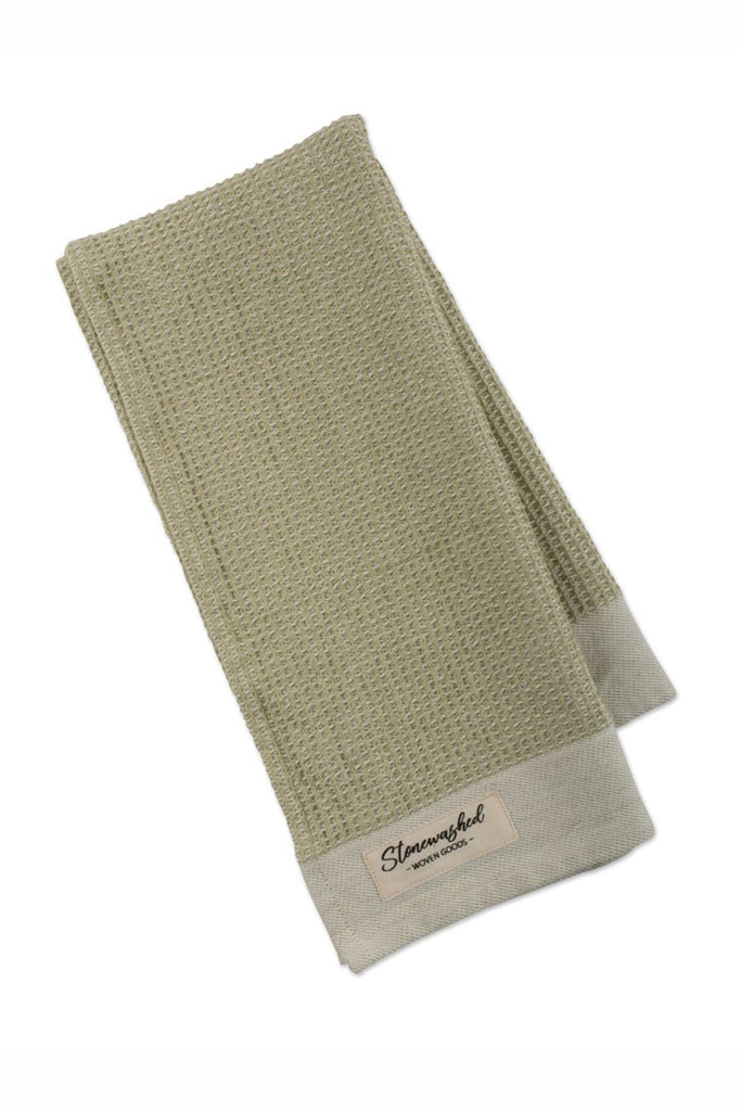 DII Pear Green Stonewashed Waffle Kitchen Towel