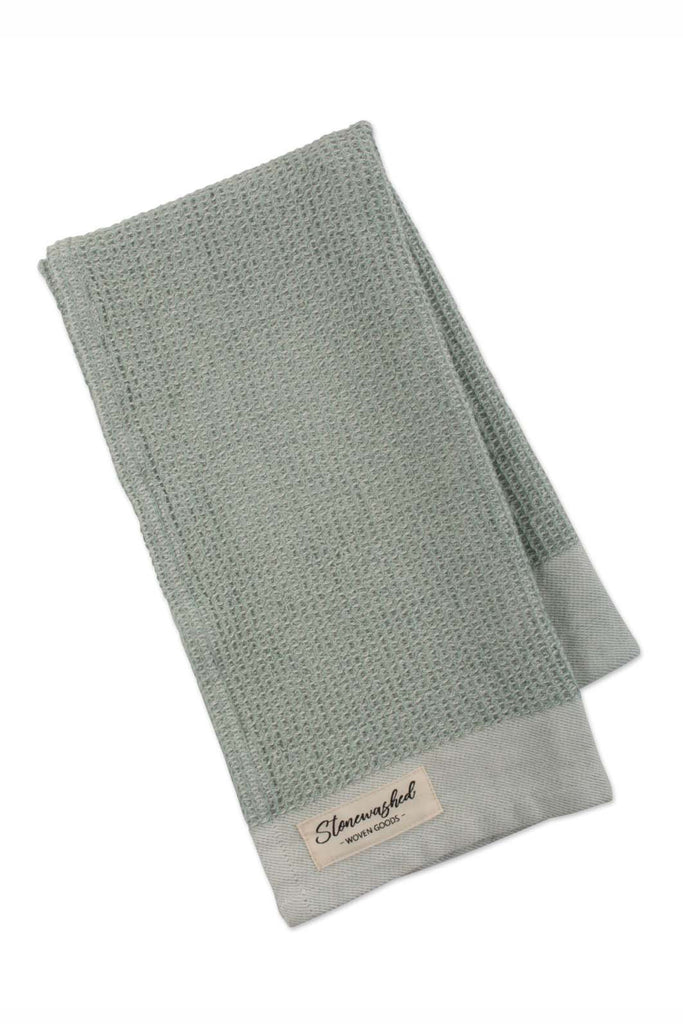 DII Jadeite Green Stone Washed Waffle Dishtowel