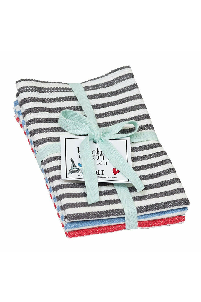 Paris Striped Dishcloth Set of Three French Home Decor