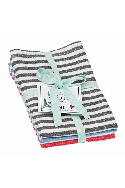 Paris Striped Dishcloth Set of Three French Home Decor
