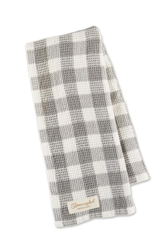 DII Gray & Cream Gingham Waffle Kitchen Towel