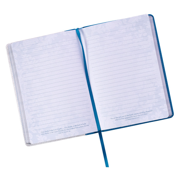 Lined Page View Blue Floral Journal
