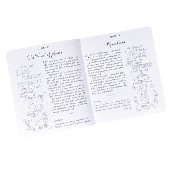 Devotional for Girls Page View featuring Scripture from Luke, and Psalm