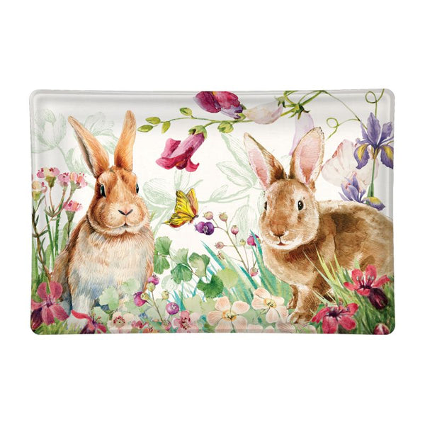 Close Up Michel Design Works Bunny Meadow Glass Soap Dish