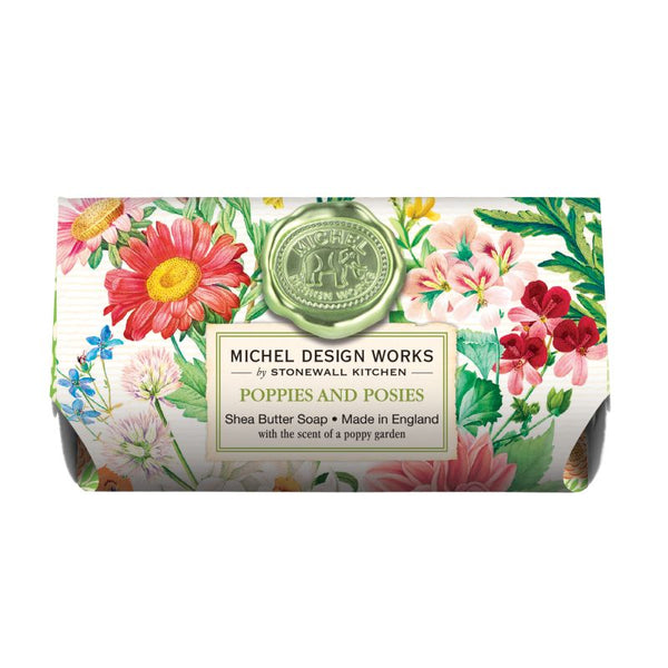Close Up Michel Design Works Large Shea Butter Bar Soap in Floral Paper Wrapper