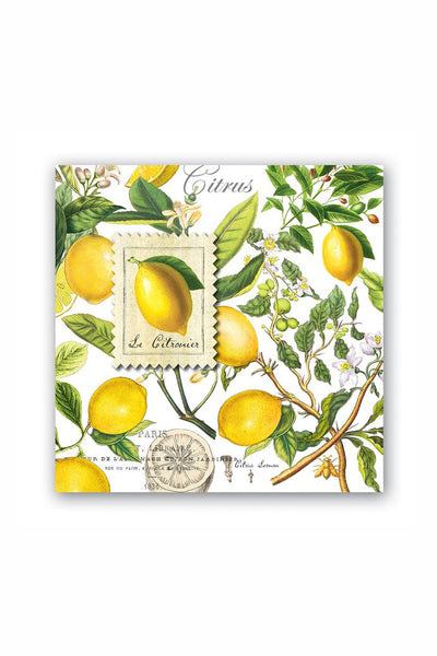 Michel Design Works Bright Cocktail Napkins with Lemon & Basil Leaves