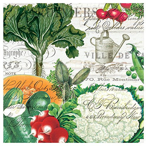 Detail of Michel Design Works From My Garden Cocktail Napkins featuring Colorful Vegetables