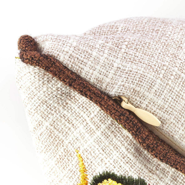 Brown Piping and Zipper Detail View