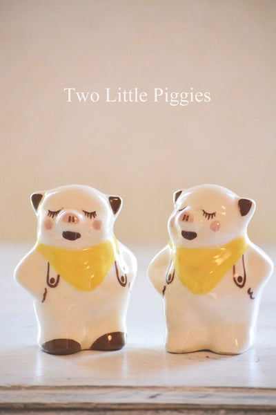 Vintage Pigs in Yellow Hankies Salt & Pepper Shaker Set