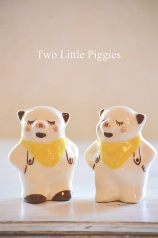 Vintage Pigs in Yellow Hankies Salt & Pepper Shaker Set