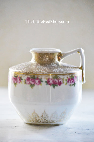 Vintage Rose & Gold China Jug