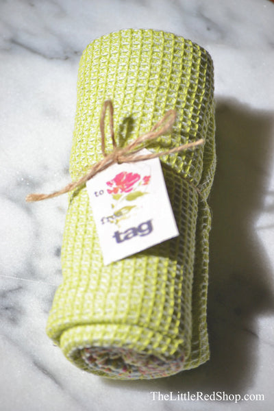 Green Tag Bloom & Blossom Waffle Weave Dishtowel