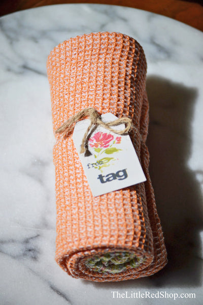 Tag Orange Bloom & Blossom Waffle Weave Dishtowel