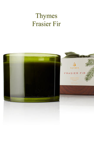 Thymes Frasier Fir 3-Wick Green Glass Candle