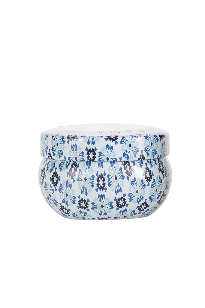 Urbana Salt & Sand  Mini Travel Candle in Blue & White Tin