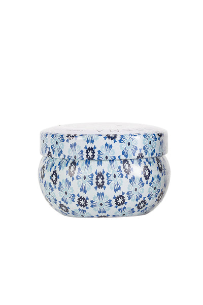 Urbana Salt & Sand  Mini Travel Candle in Blue & White Tin