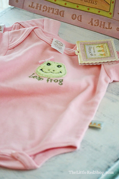 Bunnies by the Bay's Pink Lily Mae Leap Frog Bunsie Baby Onesie