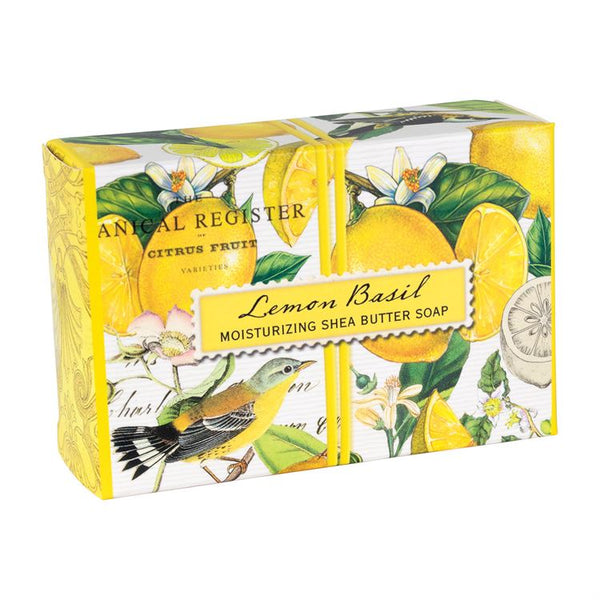 Boxed Shea Butter soap with Lemons, Basil and a bird